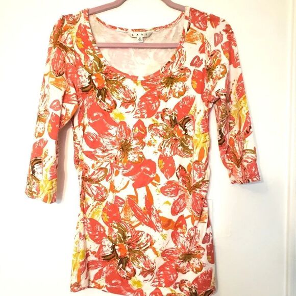 CAbi Floral 3/4 Sleeves  Top Size M - Picture 3 of 8